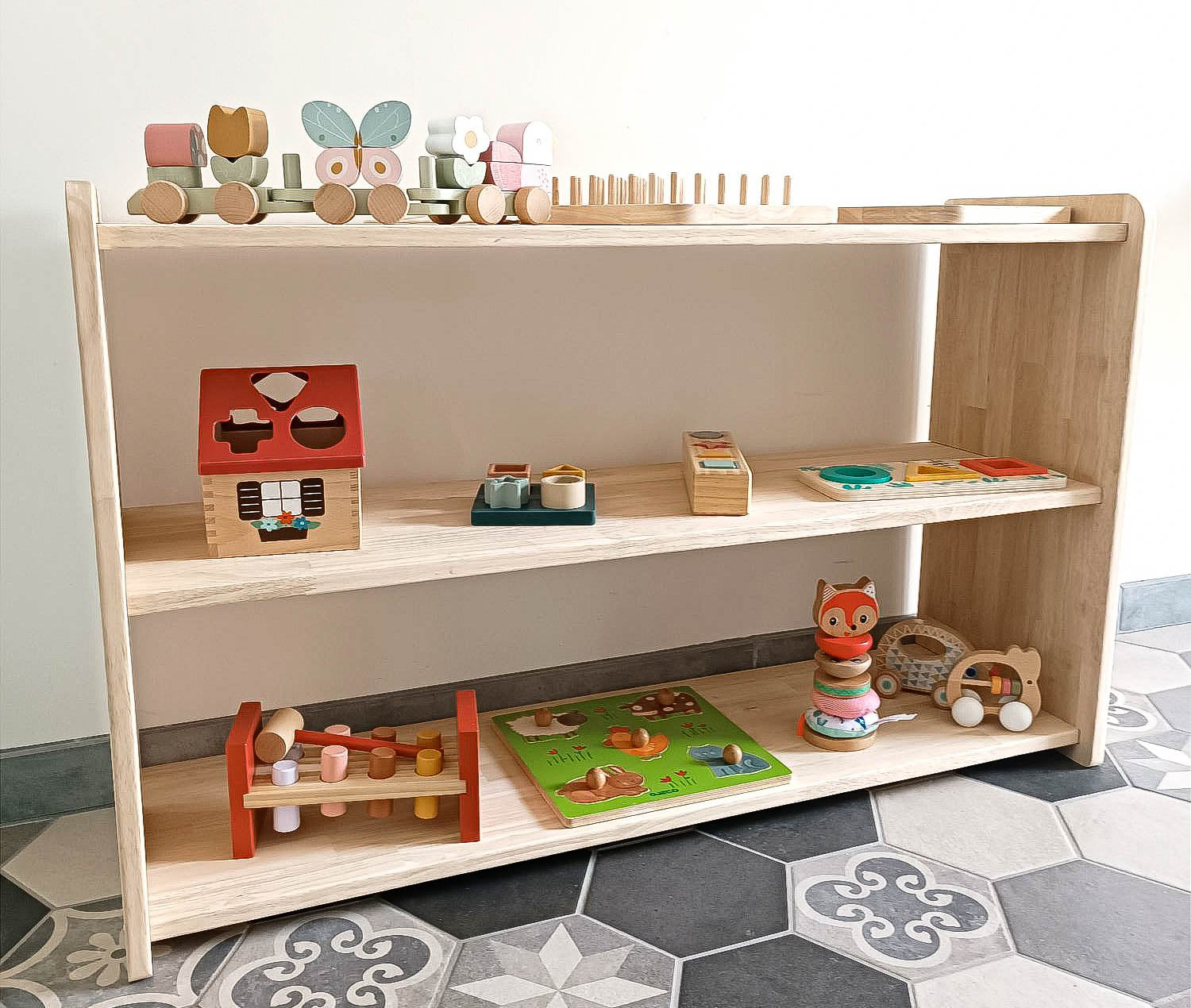Etagère Montessori à hauteur d'enfant - 3 Hauteurs