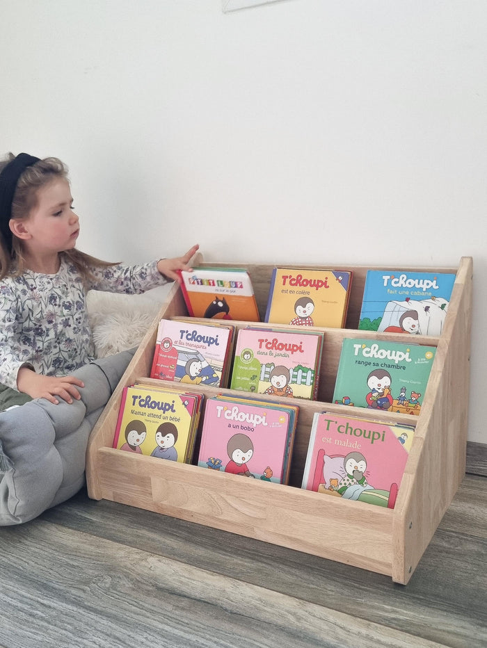 Bibliothèque Montessori au Sol en Bois Naturel