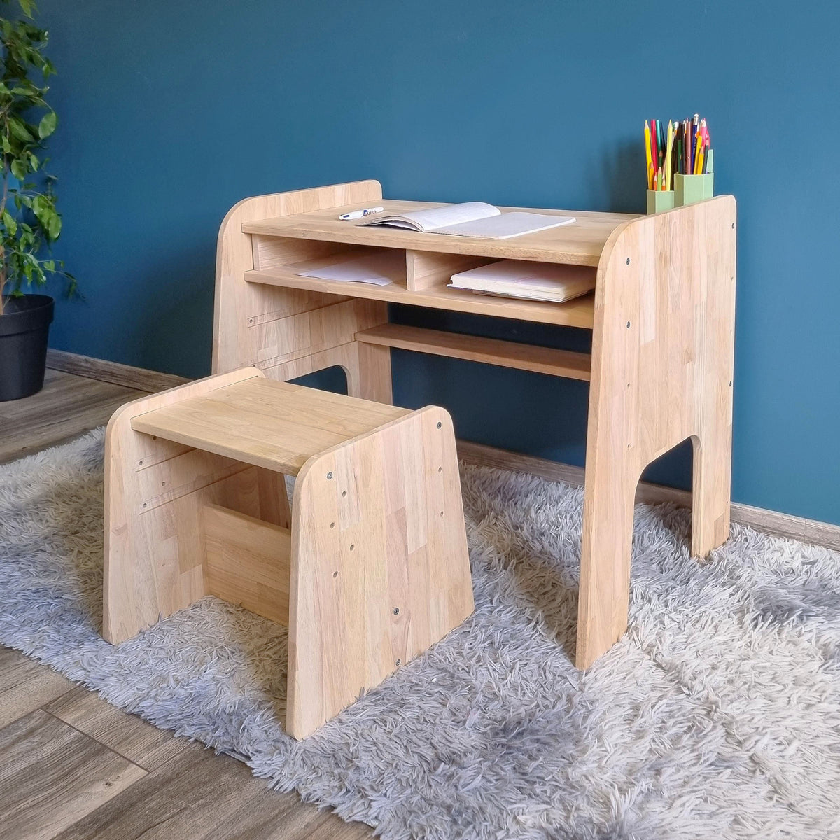 Kit Bureau + Chaise Évolutif Enfant Toboli – Hauteur 546-766 Mm, Inclinable 0-40°, Acier Robuste