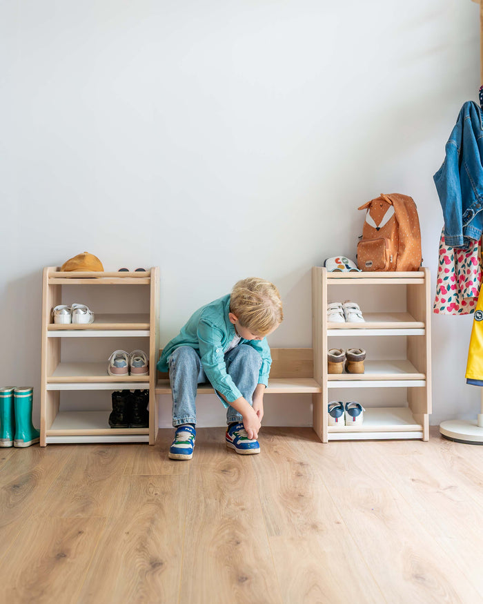 Meuble d’Entrée Montessori en Bois à Hauteur d’Enfant - Modèle DUO