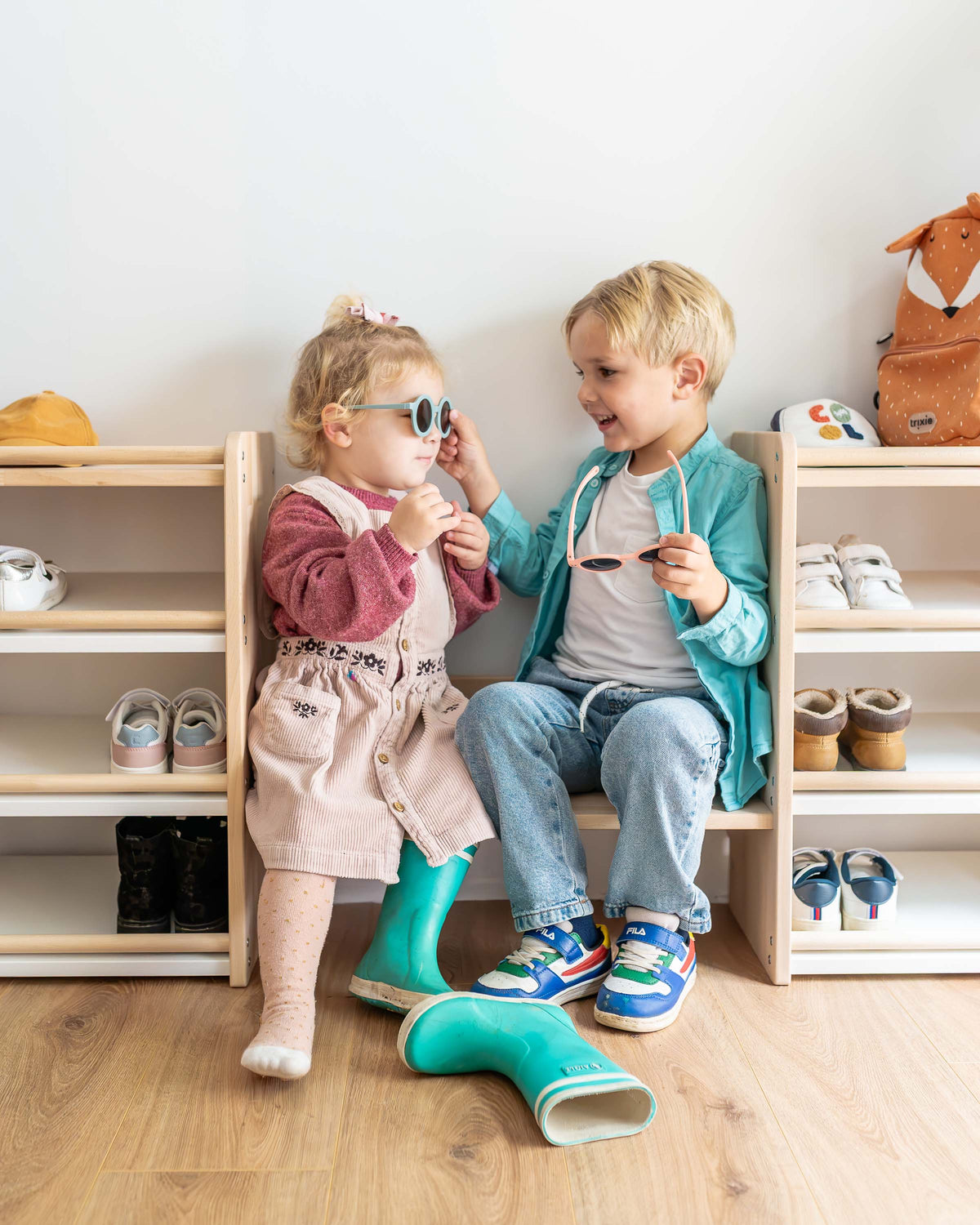 Meuble d’Entrée Montessori en Bois à Hauteur d’Enfant - Modèle DUO