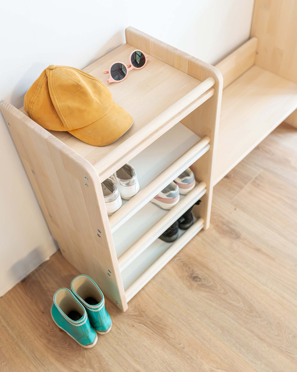 Meuble d’Entrée Montessori en Bois à Hauteur d’Enfant - Modèle DUO