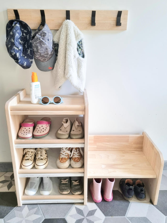 Meuble d’Entrée Montessori en Bois à Hauteur d’Enfant