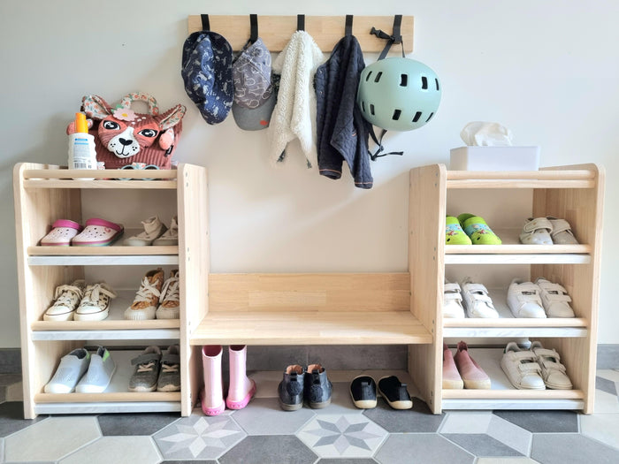 Meuble d’Entrée Montessori en Bois à Hauteur d’Enfant - Modèle DUO